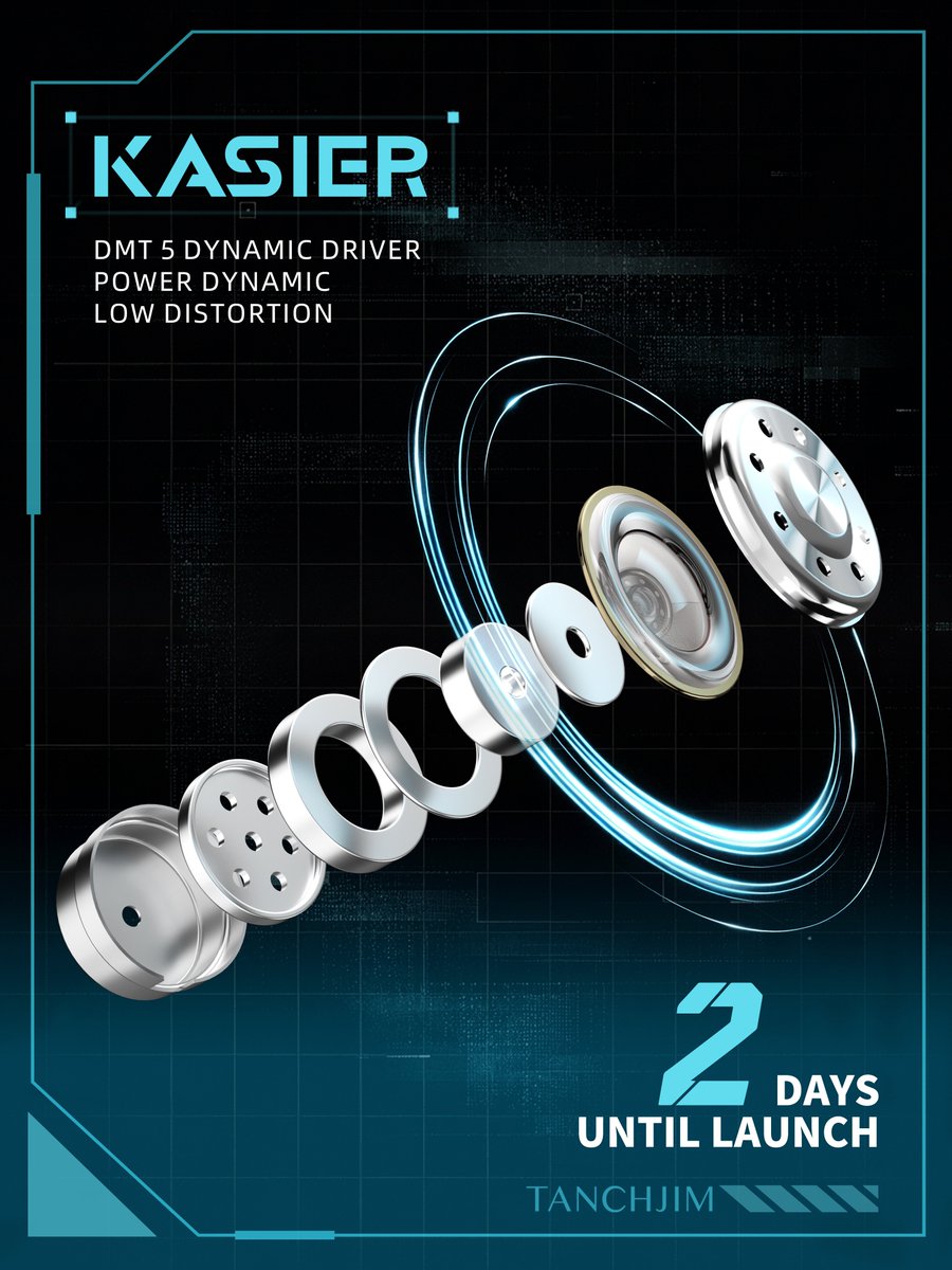 TANCHJIM_CN's tweet photo. 2 DAYS LEFT. 🔊

Powerful dynamics. Low distortion. The all-new DMT 5 Dynamic Driver is ready to push acoustic performance to new heights.

Get ready to experience KASIER's true potential.  

#TANCHJIM #KASIER #Audiophile #IEM https://t.co/krrjicVJxH