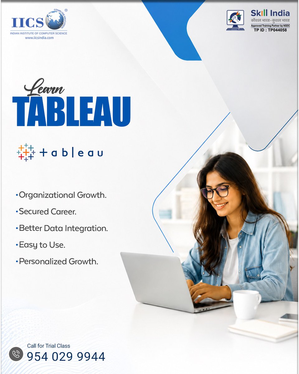 IICSIndia's tweet photo. 📞 *Call for a Trial Class:* 954 029 9944

🌟 *Learn Today. Analyse Smarter. Grow Your Career!*

#IICS #Tableau #DataAnalytics #DataVisualization #BusinessIntelligence #DataSkills #CareerGrowth #SkillDevelopment #ComputerEducation https://t.co/y61cWKyaPP