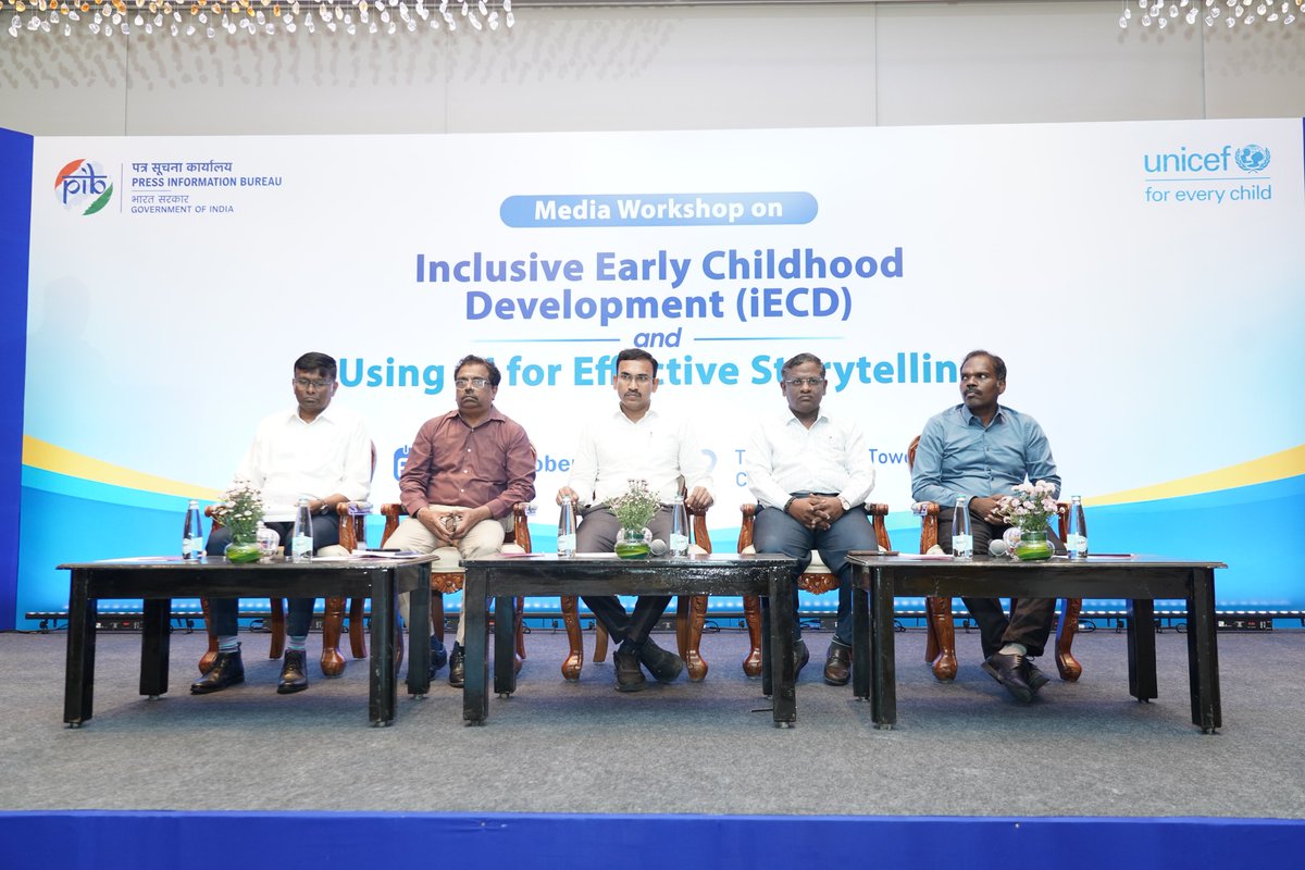 PIBChennai's tweet photo. The Press Information Bureau, Chennai in collaboration with @UNICEFIndia, organised a media workshop on Inclusive Early Childhood Development (iECD) and Using AI for Effective Storytelling on today (22.10.2026) in Chennai.

@arunraajkg @NHM_TN @MoHFW_INDIA @UNICEF @TNDPHPM https://t.co/pCNx2DYxNz