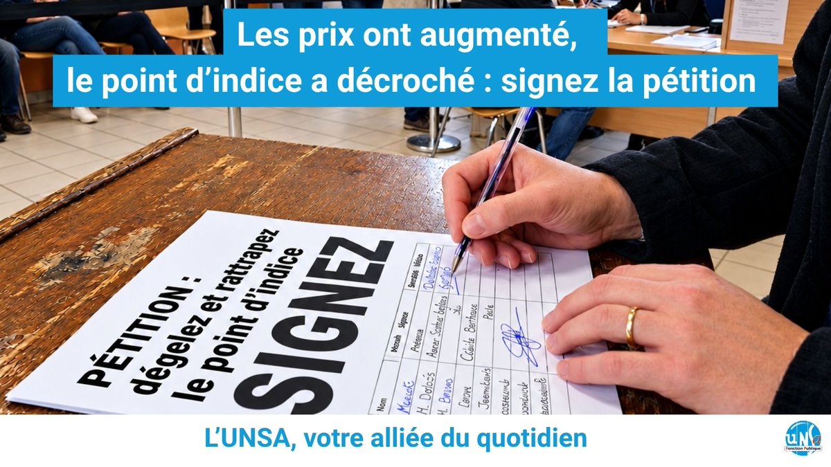 UnsaFP's tweet photo. 📉 Le point d’indice vaut 4,92 € : il serait à 6,50 € s’il avait suivi l’inflation.
✍️ Dégel, indexation, rattrapage : signez la pétition !
https://t.co/sWVSCe9FSh
#PointDIndice #UNSAFP https://t.co/vhdbrpeCYc