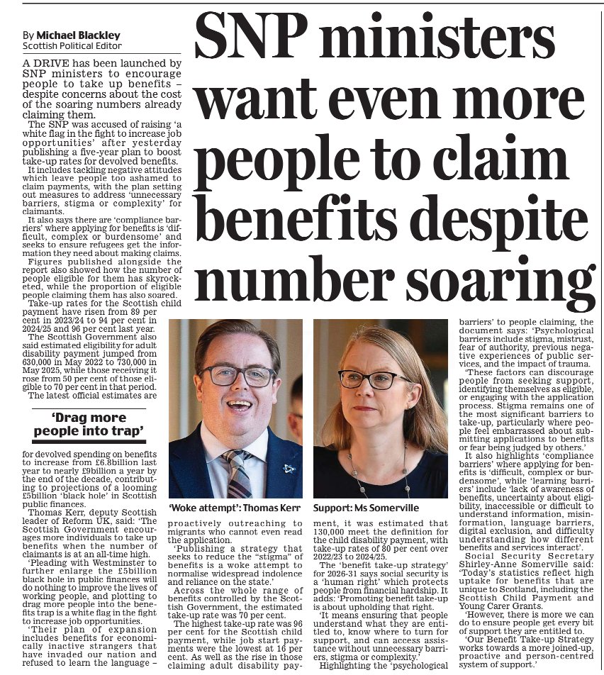AgentP22's tweet photo. The SNP needs a five-year plan to get Scotland working. Instead, we get a five-year plan to increase benefit take-up. 

Where is the same urgency about jobs, wages and improving the economy? https://t.co/WgKzXqRiei