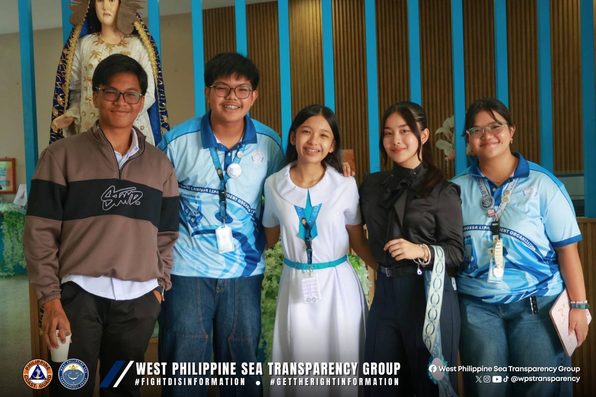 wpstransparency's tweet photo. 𝐖𝐏𝐒 𝐃𝐈𝐒𝐂𝐔𝐒𝐒𝐈𝐎𝐍 𝐑𝐄𝐀𝐂𝐇𝐄𝐒 𝐁𝐀𝐓𝐀𝐍𝐆𝐀𝐒, 𝐇𝐈𝐆𝐇𝐋𝐈𝐆𝐇𝐓𝐈𝐍𝐆 𝐌𝐀𝐑𝐈𝐓𝐈𝐌𝐄 𝐀𝐖𝐀𝐑𝐄𝐍𝐄𝐒𝐒 𝐊𝐍𝐎𝐖𝐒 𝐍𝐎 𝐆𝐄𝐎𝐆𝐑𝐀𝐏𝐇𝐈𝐂𝐀𝐋 𝐁𝐎𝐔𝐍𝐃𝐀𝐑𝐈𝐄𝐒

We cannot expect the next generation to stand up for rights they do not understand or recognize the significance of what they have never been taught. 

The West Philippine Sea Transparency Group had the privilege of participating in the West Philippine Sea Symposium at Canossa Academy in Batangas on  October 21, 2026, an initiative that underscores the importance of education in fostering maritime awareness, critical thinking, and patriotism among the Filipino youth.

𝐑𝐞𝐚𝐫 𝐀𝐝𝐦𝐢𝐫𝐚𝐥 𝐉𝐚𝐲 𝐓 𝐓𝐚𝐫𝐫𝐢𝐞𝐥𝐚, PCG Spokesperson for the West Philippine Sea, served as the speaker during the Symposium on the said school with more than 130 student participants. 

The engagement was made even meaningful by the students’ curiosity, enthusiasm, and thoughtful participation. Their eagerness to learn about the West Philippine Sea reflects the promise of a generation capable of questioning responsibly, distinguishing facts from disinformation, and understanding the legal and historical foundations of our country's maritime rights and interests.

Wherever there are young Filipinos willing to learn, WPSTG believes there must be an opportunity to inform, engage, and inspire them to appreciate and stand for what is rightfully ours.

#WestPhilippineSea
#WPSTransparency
#PHSovereignRights
#WPSymposium
#PhilippineCoastGuard
