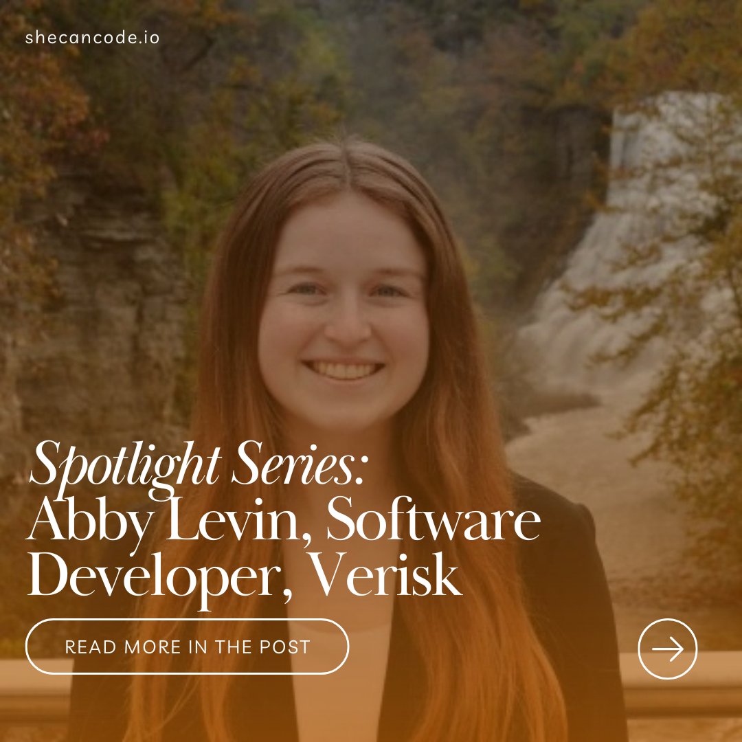 SheCanCodeHQ's tweet photo. 💻 Meet Abby Levin, Software Developer at @Verisk!
Abby shares her inspiring journey from intern to developer, reflecting on her impactful experiences at Verisk.
Curious about life at Verisk? Learn more 👉 https://t.co/ffsmoRDsZo
#WomenInTech #TechCareers #SheCanCodeAmbassador https://t.co/7C2oxeNDhD