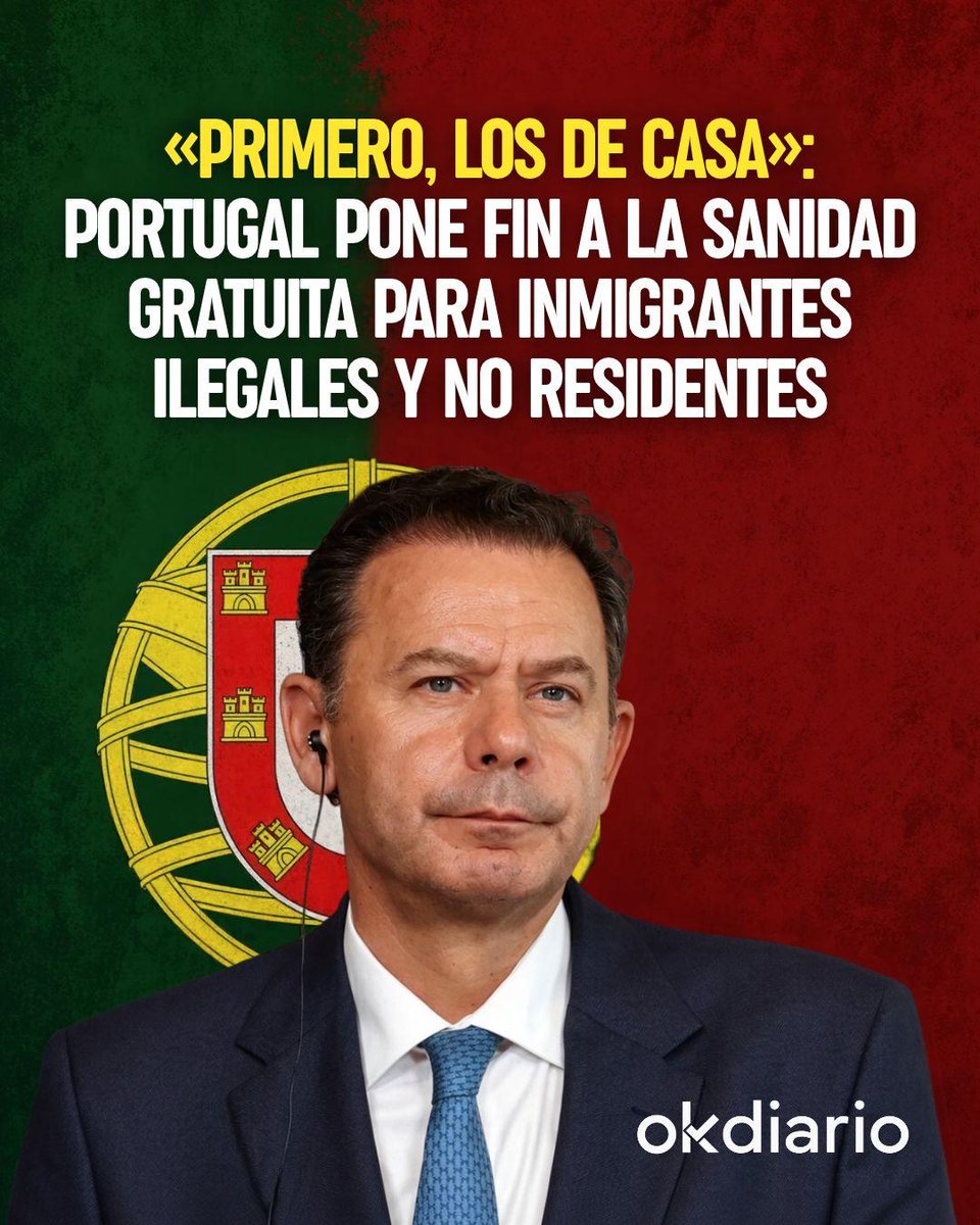 okdiario's tweet photo. ‼️ «¡Se os acaba el chollo!».

El Parlamento portugués aprueba frenar en seco el colapso de su sanidad pública exigiendo a los inmigrantes irregulares el pago de la atención médica o un seguro en regla. 

📲 Síguenos también en INSTAGRAM: https://t.co/vPhdksPY7w https://t.co/XfVGXLz6gW