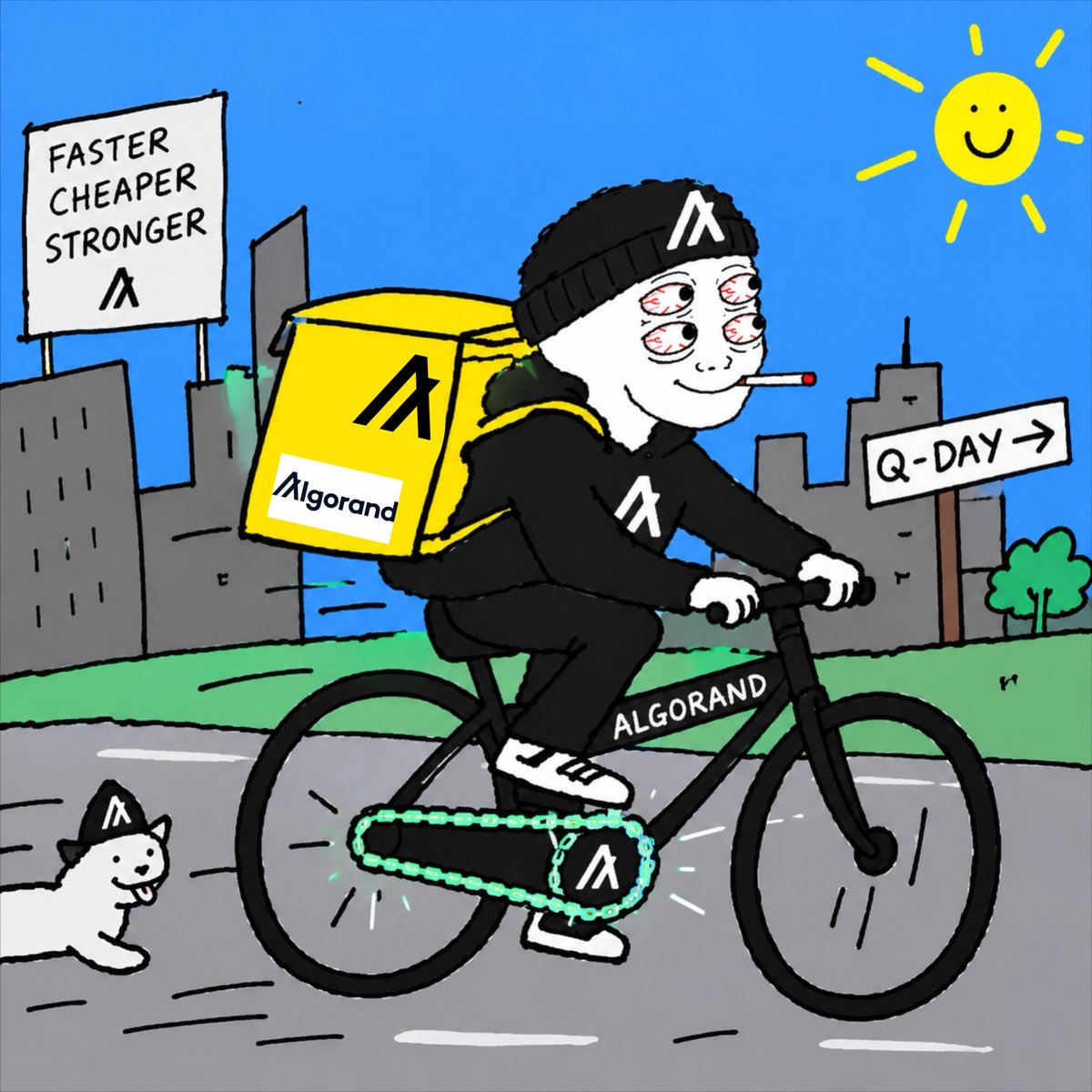 QUANTOREADY's tweet photo. 0 failed deliveries. 0 downtime. 1 four-eyed menace on a bike.
my chain runs on algorand. your package is already there. 💀🚲⚛️
$QUANTO 👁️ algorand:native https://t.co/zfVwhCJLJa