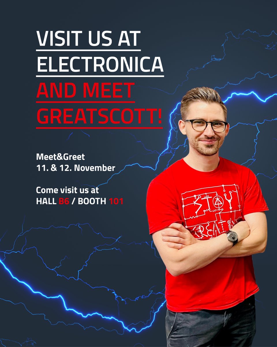 we_online's tweet photo. GreatScott! x Würth Elektronik are live at electronica 2026 🚀

Drop by for exciting projects, hands-on fun and a challenge worth taking on. 👀

📍 Munich | 📆 11–12 November

Come by, meet GreatScott! and make some memories with us.⚡ https://t.co/wYpqzSQGo4