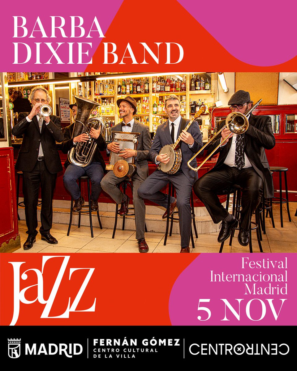 FestJazzMadrid's tweet photo. 🎷¿Actividades gratuitas en #JAZZMADRID2026?

Vive el festival completo con las actividades de libre acceso (hasta completar aforo):

🎺 Barba Dixie Band de @fernangomezCCV a @centrocentro.
💬 Conferencia Luis Martín, nuestro Directro Artístico.

ℹ️ https://t.co/E9wzCHOmrU https://t.co/ryxAD8ESYM