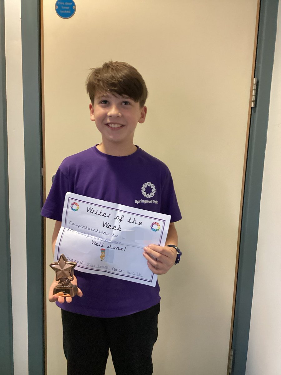 SpringwellYear6's tweet photo. 6L’s Writer of the Week has really focussed on using powerful verbs and adjectives to draw the reader in a keep them engaged. I can’t wait to read their final independent piece! https://t.co/aXxIaxNVFG