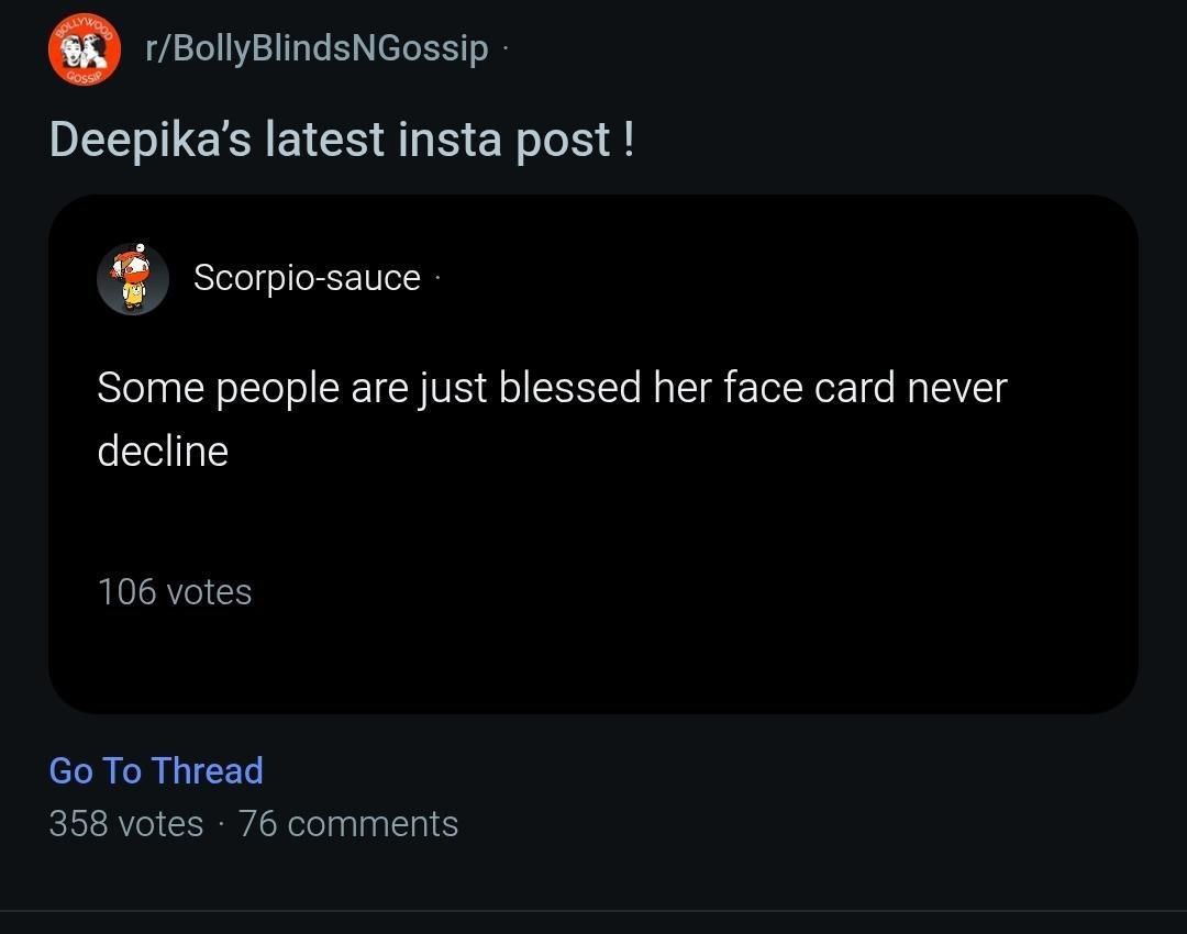 blahblahgirl8's tweet photo. That OP is a mod of a Deepika fan club on reddit. All their posts and comments are praising Deepika, so clearly her bot. The most miserable and deplorable creatures on this planet are Deepika bots. https://t.co/IvF9VFkLkQ