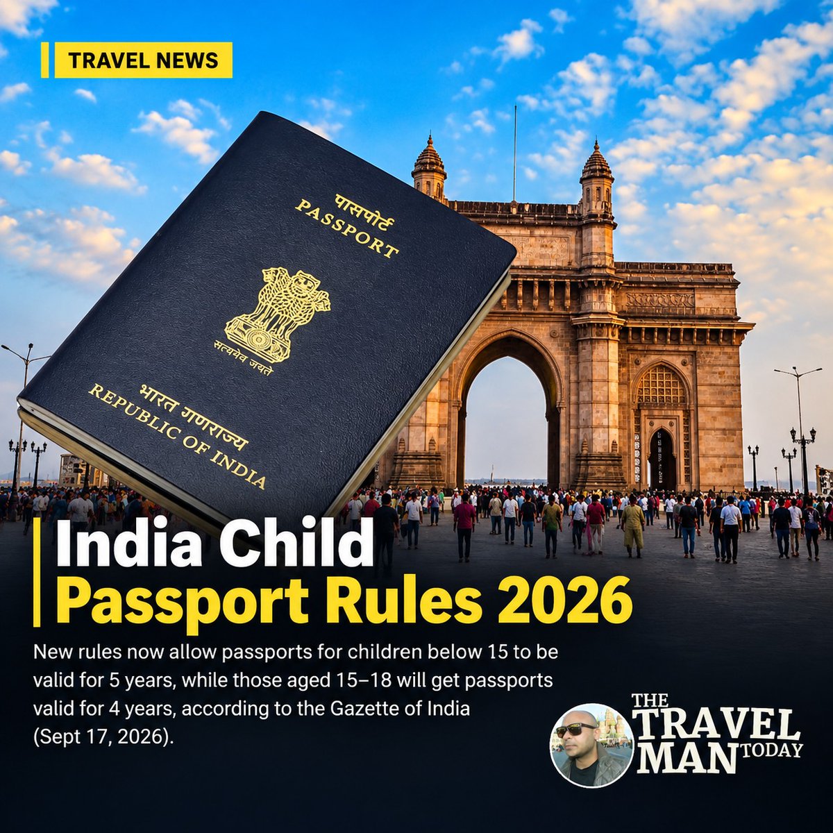 mila_tears's tweet photo. India’s new passport rules for children under 15: validity is now 5 years from issue or until age 18, whichever comes first. Parents should check expiry dates before booking international travel. https://t.co/dngNcBjVA3
