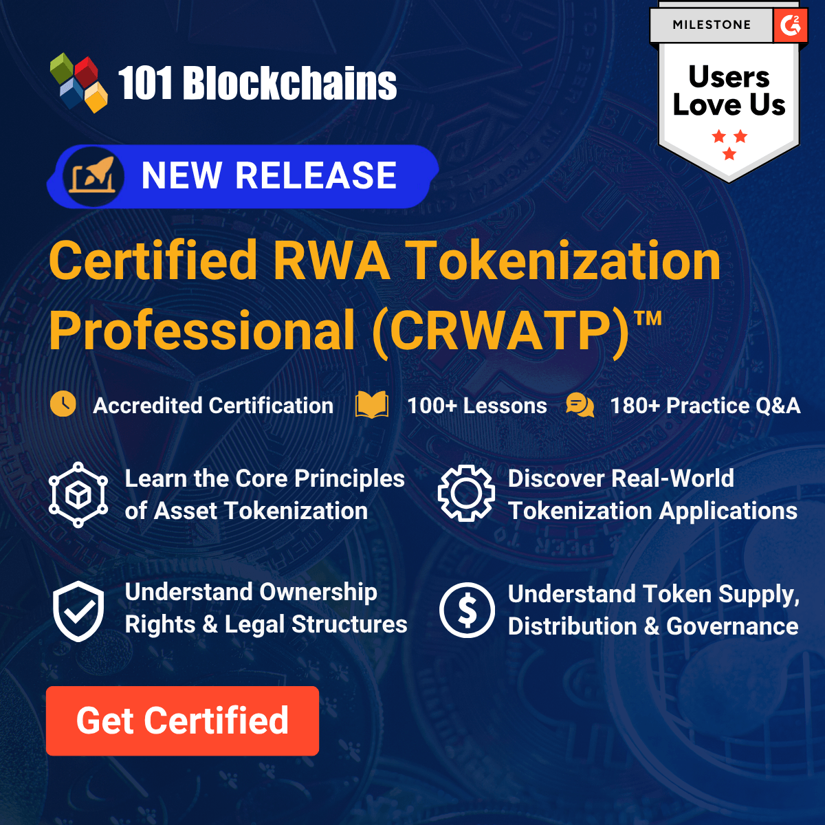 101Blockchains's tweet photo. 🚀 The future of finance is being tokenized!

Introducing 101 Blockchains’ Accredited CRWATP Certification 🎓

🔥 Get FLAT 40% OFF on the Certification &amp; Learning Plan!

🎟️ Code: BIGLAUNCH

👉 https://t.co/ZoX2H5Wyt8

#RWA #Blockchain #Web3 https://t.co/n3OrU2qw8R