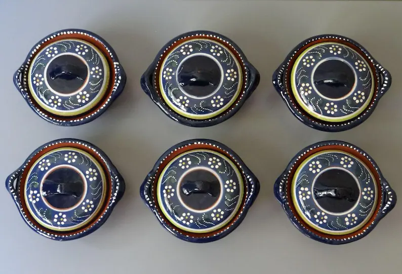 elementsdeco's tweet photo. Set of 6 Mini Vintage Mexican Talavera Casseroles, Authentic Glazed Ceramic Casseroles, Handcrafted Blue Terracotta Tableware https://t.co/hUsjzJhmCd https://t.co/sySCJf7XkF