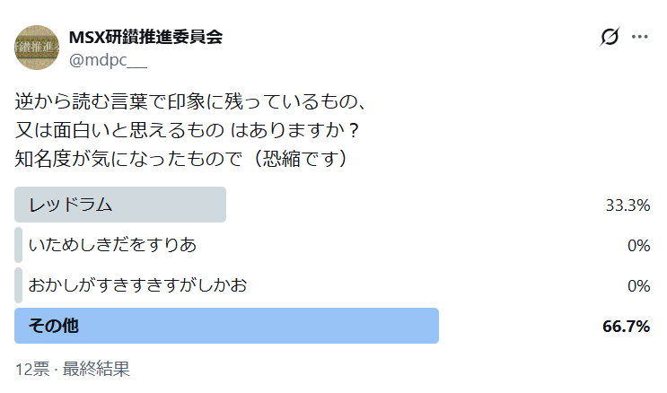 mdpc___'s tweet photo. アンケート結果です。
変な質問に投票して頂いて誠にありがとうございます。

選択肢が適切ではありませんでした。（難しいですね） https://t.co/UHt7dXs7IL