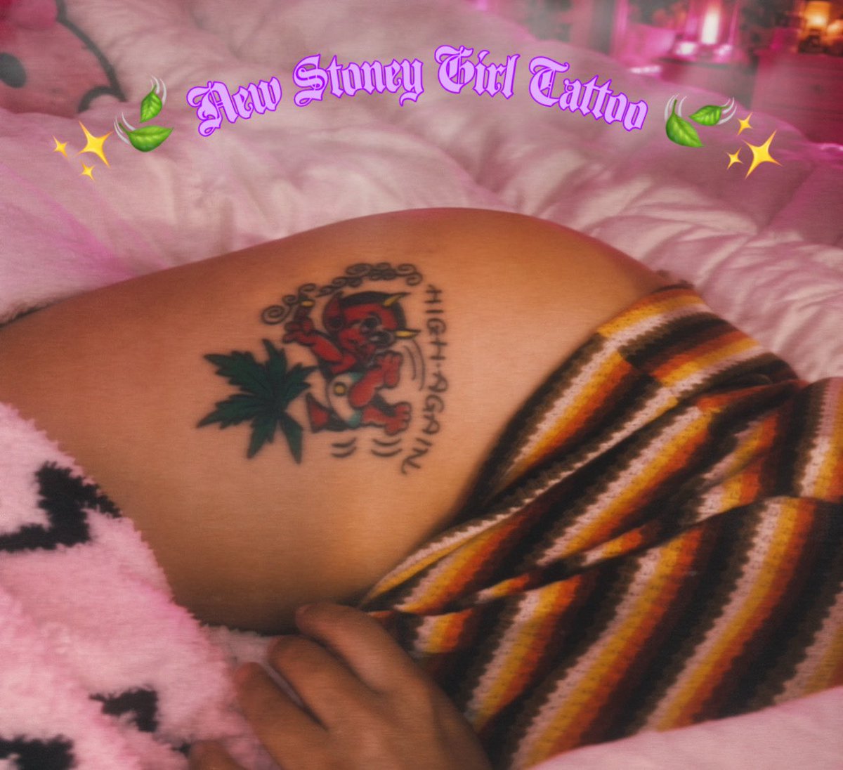missdanni420's tweet photo. Like my new Stoney girl tattoo? ✨🍃💨😈 

#stoner #stonergirl #420community #weed #stonerbabe #stonerbabes #stonermom #momswholoveweed #smokeweed #tattoo #tattoos #stonerchick #prettybaked #missdanni420 https://t.co/QInNI3eq64