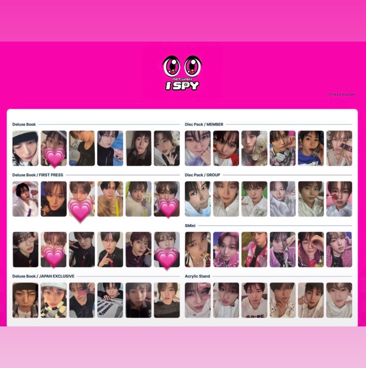 tqgpwjk's tweet photo. NCTWISH ISPY トレカ 交換

【譲】画像1枚目

【求】画像2枚目

郵送での交換希望です📮
お気軽にお声掛けください🙇‍♀️ https://t.co/L2iYXFWzUh
