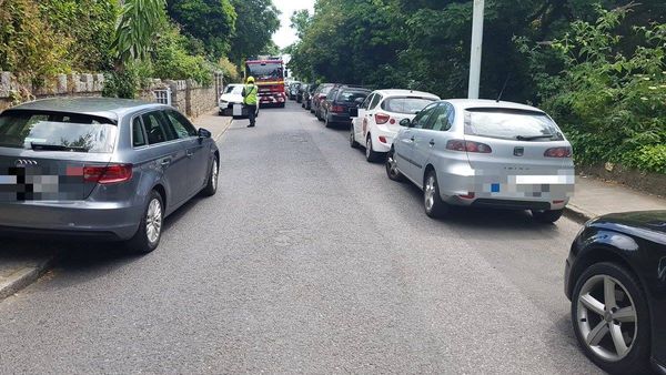 FireSafetyIre's tweet photo. If your out and about on this October bank holiday always remember when parking your car to leave enough space not only for other cars to get through but especially for Fire Brigades who may be attending incidents.
@DeptHousingIRL 
@JamesBrowneTD 
#FireSafetyIRE #STOPfire https://t.co/sLdCAmY8ks