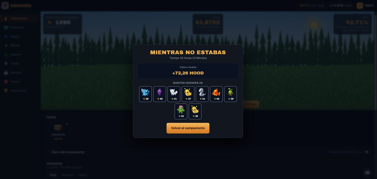 HoodiesRH's tweet photo. 💤 THE MAGIC OF A TRUE IDLE RPG! 💤

You step away for a few hours to handle your real life, and when you log back in... BOOM! 💥

✨ While you were AFK:
💰 +72.26 Tokens passively farmed.
🐾 9 new Hoodies captured for your squad.  

 This is what playing Hoodies on @RobinhoodApp  is all about: your squad works, farms, and explores for you even while you sleep or work. ⚡

🏕️💬 Who doesn't love logging in to a screen full of passive rewards? 👀👇

🔓 Lock in your Early Access today: https://t.co/zFC2QYRXjW