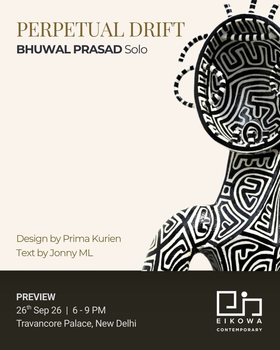 beatrizinhafer's tweet photo. Perpetual Drift, a solo exhibition by Bhuwal Prasad, explores movement, transformation, and the quiet rhythms of an ever-shifting world. Preview: 26 September 2026, 6–9 PM, Travancore Palace, New Delhi. https://t.co/oeIJuvtx4m