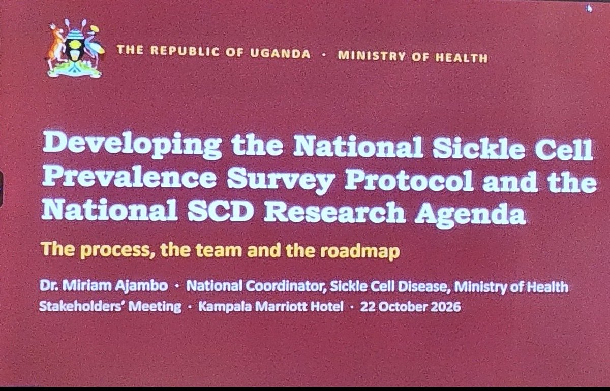 RaisingHopeInt2's tweet photo. HAPPENING NOW | Marriott Hotel, Kampala 🇺🇬
Today, the @MinofHealthUG and partners are convening stakeholders to shape the future of sickle cell research in Uganda. The meeting covers the National Sickle Cell Disease Research Agenda and the official launch of the development of the National Sickle Cell Prevalence Survey Protocol.
Today's goals: 🔹 Agree on a research coordination mechanism, a roadmap and stakeholder commitments. 🔹 Launch development of the National SCD Prevalence Survey Protocol and Research Agenda, and set up the protocol development team 🔹 Identify and prioritize key research questions, including on other congenital and inherited conditions 🔹 Share the latest evidence on the burden of SCD in Uganda and honour the researchers who built it

Good data leads to better policy, and better policy leads to better lives for people living with sickle cell. 💛
#SickleCellUganda #SCDResearch #EndSickleCell #DataForHealth