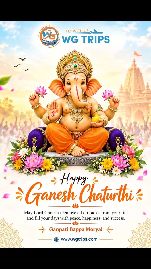 MatiasleonLeon's tweet photo. Happy Ganesh Chaturthi! May Lord Ganesha bless you with wisdom, happiness, prosperity, and success while removing every obstacle from your journey. Ganpati Bappa Morya! WG TRIPS – Fly With Us, Travel With Joy! https://t.co/IIv3FYQ8ok