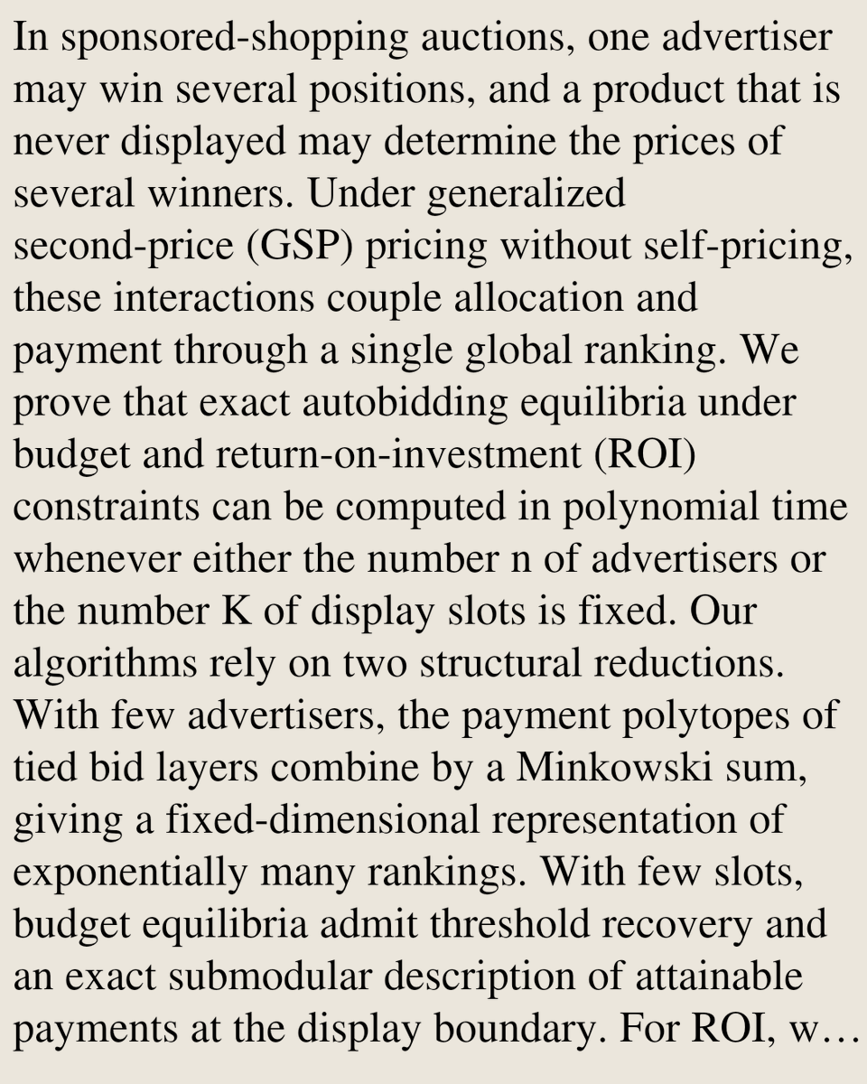 DO's tweet photo. GSP Autobidding Equilibria with Few Advertisers or Slots

Yiyang Huang, Zhengyang Liu, Yonglei Yan, Zihe Wang
https://t.co/BNxe9VIRAK [𝚌𝚜.𝙶𝚃] https://t.co/BYlCcbbH0J