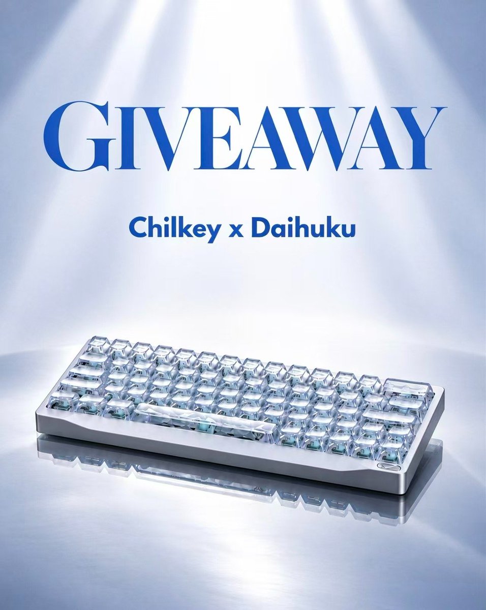Daihuku0015's tweet photo. 🎉 Chilkey × Daihuku コラボ
Chilkeyの新製品発売と、発売後2週間の30ドル割引を記念して、プレゼントキャンペーンを開催します！

🎁 賞��：SF60 Diamond キーボード

✅ 応募方法
1️⃣@Chilkeykeeb と @Daihuku0015 をフォロー
2️⃣この投稿に「いいね」＆リポスト
3️⃣この投稿にコメント

⌛ 応募期間
10月27日23時59分まで。奮ってご応募下さい😊
🌍 世界中から応募できます

⬇️詳細は続きのポストをチェック