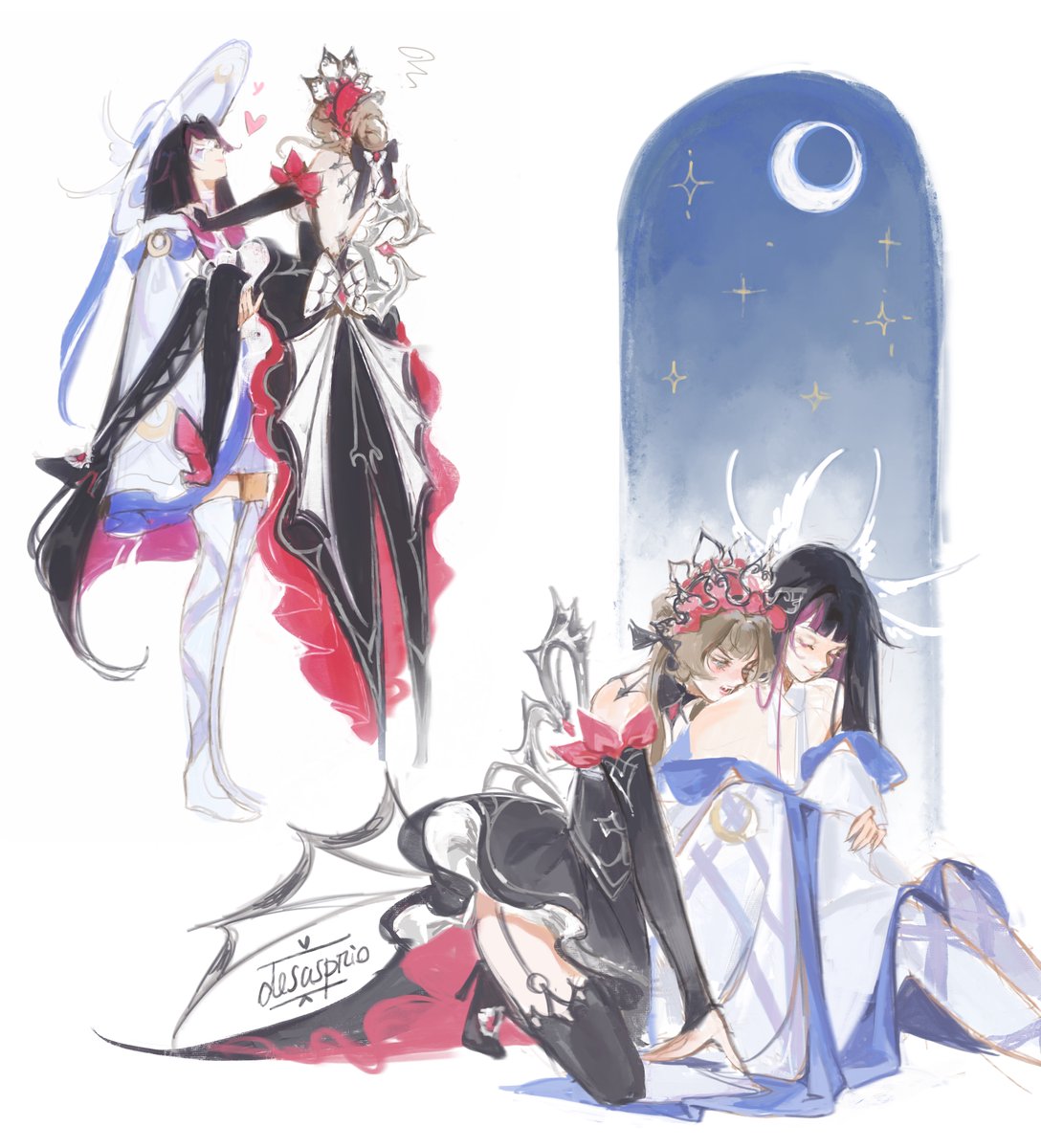 desasprio's tweet photo. [doodles] more sapphic vampire x vampire hunter before the Halloween season ends #sandbina https://t.co/aeiybq5497