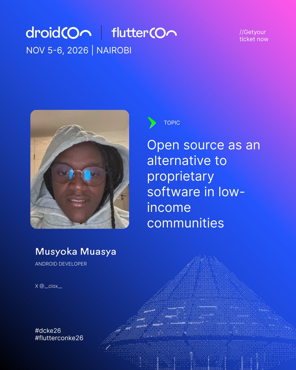 droidconke's tweet photo. ๐ข ๐ฆ๐ฃ๐๐๐๐๐ฅ ๐๐ก๐ก๐ข๐จ๐ก๐๐๐ ๐๐ก๐ง! ๐
What happens when open source takes on proprietary tech in emerging markets?
Welcoming ๐ ๐๐๐๐ผ๐ธ๐ฎ ๐ ๐๐ฎ๐๐๐ฎ (@__ciox__), Android Developer, to #dcke26 & #flutterconke26!
๐๏ธ "๐ข๐ฝ๐ฒ๐ป ๐๐ผ๐๐ฟ๐ฐ๐ฒ ๐ฎ๐ ๐ฎ๐ป ๐ฎ๐น๐๐ฒ๐ฟ๐ป๐ฎ๐๐ถ๐๐ฒ ๐๐ผ ๐ฝ๐ฟ๐ผ๐ฝ๐ฟ๐ถ๐ฒ๐๐ฎ๐ฟ๐ ๐๐ผ๐ณ๐๐๐ฎ๐ฟ๐ฒ ๐ถ๐ป ๐น๐ผ๐-๐ถ๐ป๐ฐ๐ผ๐บ๐ฒ ๐ฐ๐ผ๐บ๐บ๐๐ป๐ถ๐๐ถ๐ฒ๐"
Through the lens of ๐ข๐ฝ๐ฒ๐ป๐ฅ๐ถ๐ฑ๐ฒ ๐๐ณ๐ฟ๐ถ๐ฐ๐ฎโan open-source ride-hailing platform built by Kenyan engineersโMusyoka will unpack:
โข ๐ง๐ต๐ฒ ๐ข๐ฝ๐ฒ๐ป-๐ฆ๐ผ๐๐ฟ๐ฐ๐ฒ ๐๐น๐๐ฒ๐ฟ๐ป๐ฎ๐๐ถ๐๐ฒ: Challenging proprietary ride-hailing models.
โข ๐๐ป๐ด๐ถ๐ป๐ฒ๐ฒ๐ฟ๐ถ๐ป๐ด ๐ฅ๐ฒ๐ฎ๐น๐ถ๐๐ถ๐ฒ๐: Overcoming technical & community hurdles on the ground.
โข ๐ฆ๐๐๐๐ฎ๐ถ๐ป๐ฎ๐ฏ๐น๐ฒ ๐๐บ๐ฝ๐ฎ๐ฐ๐: Building accessible, affordable digital ecosystems.
โข ๐๐ผ๐ ๐๐ผ ๐๐ผ๐ป๐๐ฟ๐ถ๐ฏ๐๐๐ฒ: Opportunities for devs to write high-impact code.
๐ Session breakdown: https://t.co/OBz0jX49vS
Step Beyond Stacks with us this November in Nairobi! ๐ฐ๐ช
๐ Nairobi | Nov 5โ6
๐๏ธ Lock in your ticket: https://t.co/NXzaS2yLUM