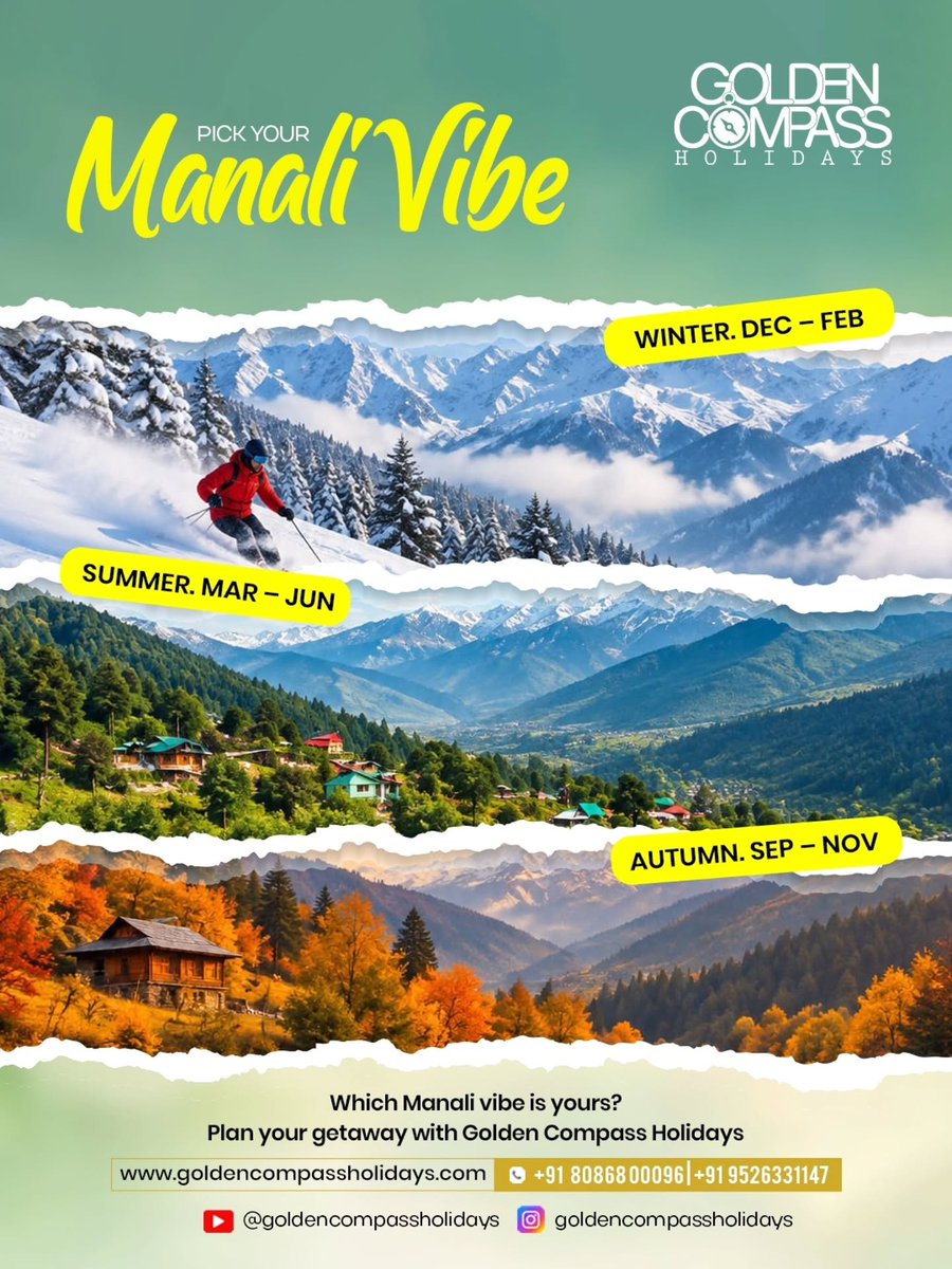 waldemir_lima's tweet photo. Pick your season. Pick your stay. Find your Manali. From scenic resorts to riverside stays and premium suites, we’ll plan your honeymoon, family holiday, or friends trip around your vibe. https://t.co/6bjPX0OMOD