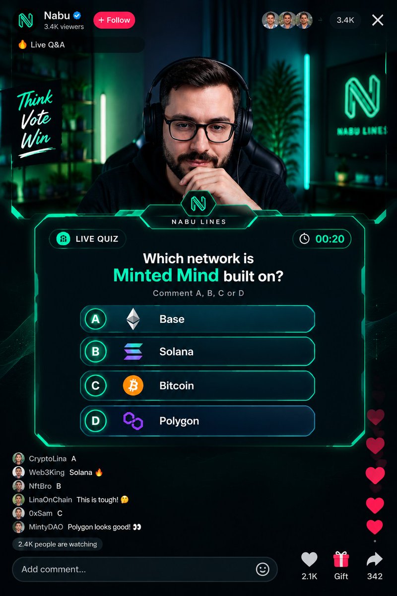 Thearcana__'s tweet photo. Built for live interaction, not just looks. ⚡

Clean layout, clear answer choices, and a focused camera frame designed to keep the quiz front and center.

Think. Vote. Win. 🟢

@ nabu_lines https://t.co/TBQclSWkbx