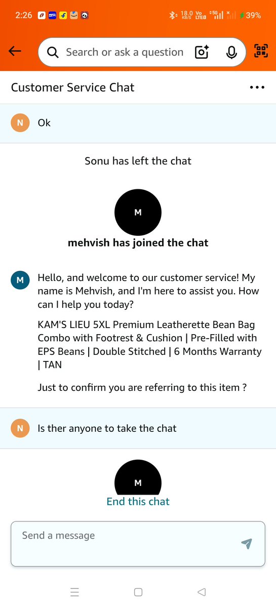 NishantShu2020's tweet photo. @amazonIN See people leaving the customer support chats as there is no one to help https://t.co/6gUMCGrjJZ