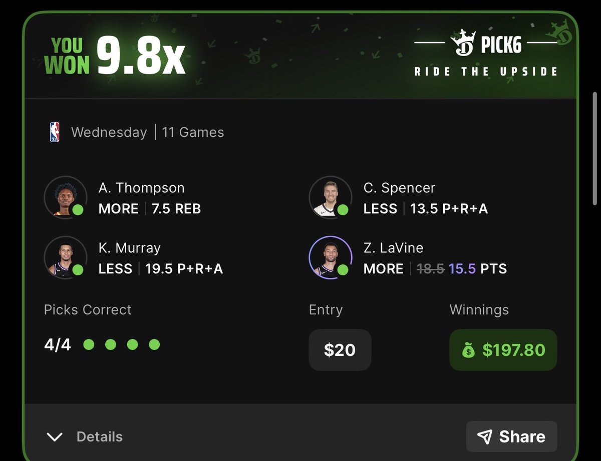 UseCrossing's tweet photo. So many pick6 wins from @Auto_DFS use code “cross” for 25% off https://t.co/fa2OKfxmPd