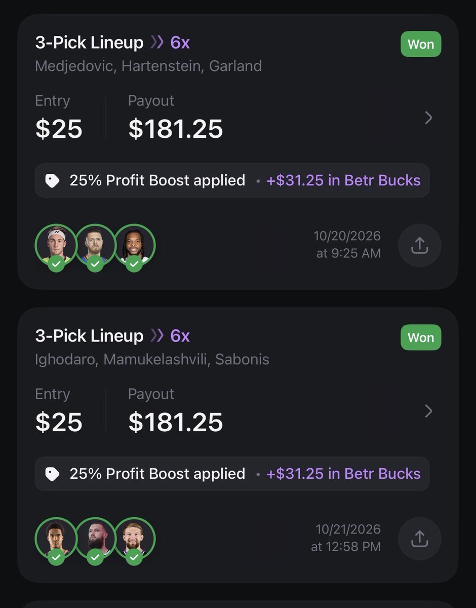UseCrossing's tweet photo. Winning everywhere with @Auto_DFS last legs were today and they delivered straight from the top of the optimizer code “cross” for 25% off https://t.co/OOZF2m2Cw1