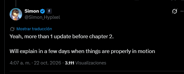 ByDanngel_'s tweet photo. @oweloficial OYE OWELLLL esto es masivo, UPDATE 8 que probablemente dure unas 3 semanas quizás? YA TENDREMOS EL CAPITULO 2!!!! https://t.co/ZzqOGl07W6