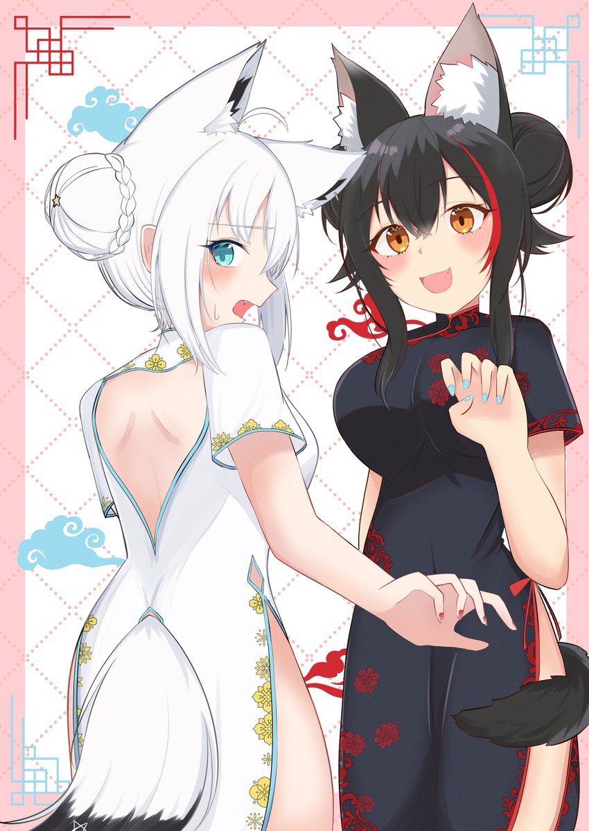 morishi2000's tweet photo. 【過去絵】チーパオ衣装フブミオ https://t.co/cocAY1SAvE