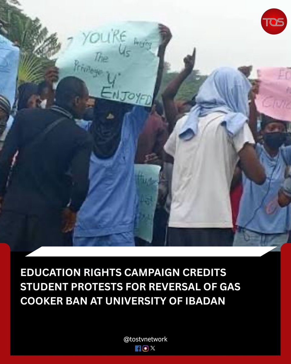 TOSTVNETWORK1's tweet photo. The University of Ibadan (UI) branch of the ERC has declared that collective student action and sustained campus demonstrations forced the university administration to reverse its controversial ban on the use of gas cookers across undergraduate halls of residence. https://t.co/9BZCGEoJup