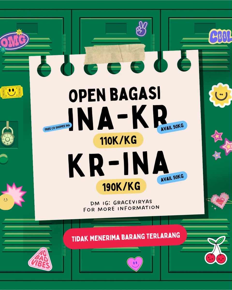 jjctention's tweet photo. OPEN SHARING BAGASI INA-KOREA-INA (handcarry november jastip)

INA - KR (CGK - ICN) 
— READY KR : 6 NOVEMBER 2026
— LAST TERIMA : 4 NOVEMBER 2026
avail 43 KG

KR-INA (ICN - CGK)
— READY INA : 14 NOVEMBER 2026
— LAST TERIMA : 9 NOVEMBER 2026
rate : 190/gr (based on items)
avail 46 KG
HANDCARRY PRIBADI 
BARANG VOLUME AKAN ADA HARGA SATUANNYA SENDIRI YA🫶🏻
bisa ketemuan di hongdae buat jemput/ ambil barang.

TERIMA ROKOK (LIMITED SLOT)

DM FOR CLAIM atau bisa wa ke httpss://wa.me/6281908122338