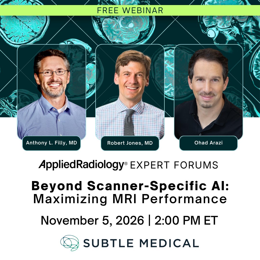 Applied_Rad's tweet photo. Can scanner-neutral AI add value to MRI systems already equipped with advanced reconstruction technology?

🔗 Register: https://t.co/9YPXgmkoz1

Join our Nov 5 webinar for a real-world discussion.

#MRI #Radiology https://t.co/6MJ3cLm9z2