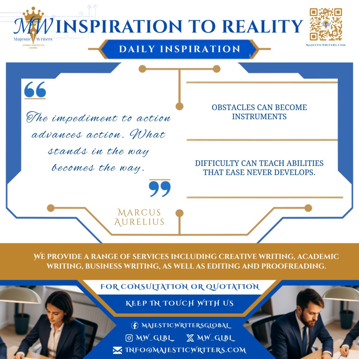 MW_Glbl_'s tweet photo. Your ideas deserve more than a rough draft.
From writing and editing to book design and business writing, we help you get every word right. ✍️

#Authors #BusinessWriting #BookEditing #Copywriting #BookDesign https://t.co/ONICDuGz2G