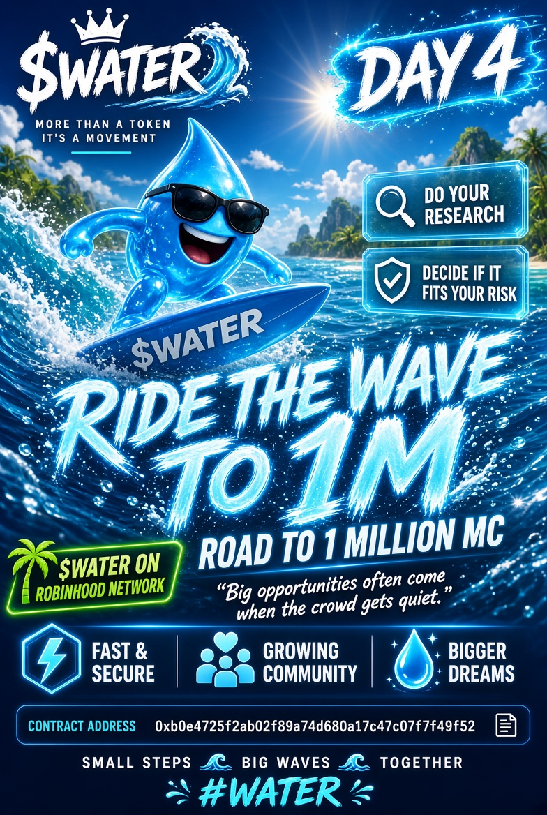 Henry__miles76's tweet photo. 🌊 $WATER Day 4 🌊
Ride the wave to 1M MC 🚀
More than a token — it’s a movement.
CA: 0xb0e4725f2ab02f89a74d680a17c47c07f7f49f52
On Robinhood Network
#WATER #RideTheWave https://t.co/vbFs46LPYu