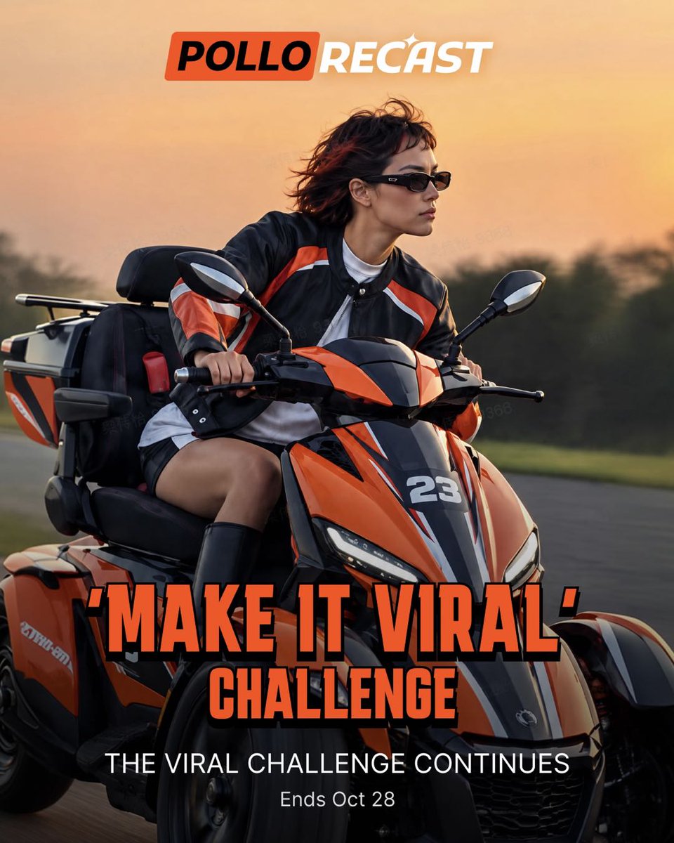 itsPolloAI's tweet photo. The “Make It Viral” Challenge is ON! 🔥  

Seen a trend you could make even better? This is your chance.  

Swap the characters, flip the scene, or give the story a whole new twist with Pollo Recast. Make something people can't stop watching.  

🎁 Create, share & earn credits! 
⏰ Deadline: Oct 28, 11:59 PM EDT  

Think you've got the next viral hit? 👀 
Join the challenge via the link below