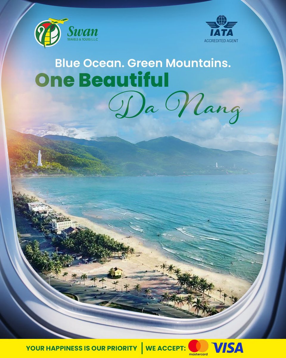 Miranda648's tweet photo. Da Nang ရဲ့ အပြာရောင်ပင်လယ်၊ စိမ်းလန်းတဲ့တောင်တန်းတွေနဲ့ မမေ့နိုင်စရာ ခရီးအမှတ်တရတွေကို Swan Travels &amp; Tours LLC နဲ့အတူ ခံစားလိုက်ပါ။ https://t.co/3Hvyuldmkv
