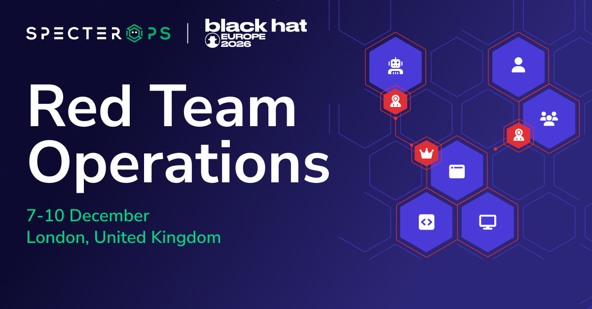 SpecterOps's tweet photo. What comes after initial access?

Build your red team tradecraft with our team at #BHEU, from command and control to Active Directory exploitation.

Join us 7-10 December in London. Save your spot: https://t.co/odSxiN5v6u https://t.co/yyRTfvr3Ex