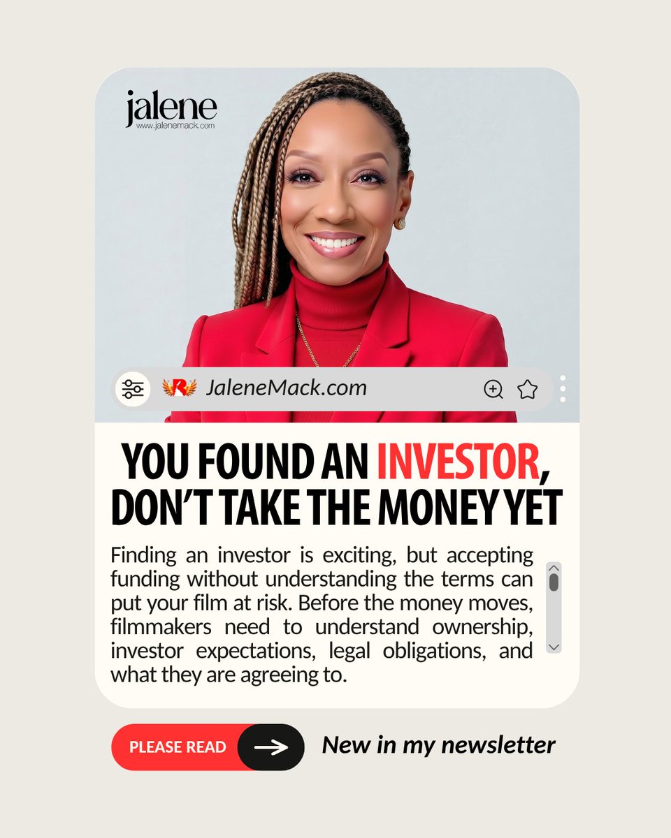 BIZBoostFeature's tweet photo. A $250K investment offer sounds exciting. But what does the investor expect in return? 🎬

Before accepting film funding, understand the ownership terms, obligations &amp; financial expectations.

Jalene Mack breaks it down.

Read: https://t.co/4cVzsm3PgK

⚡ Powered by @BIZBoost 🚀 https://t.co/n4fLCRsmP1