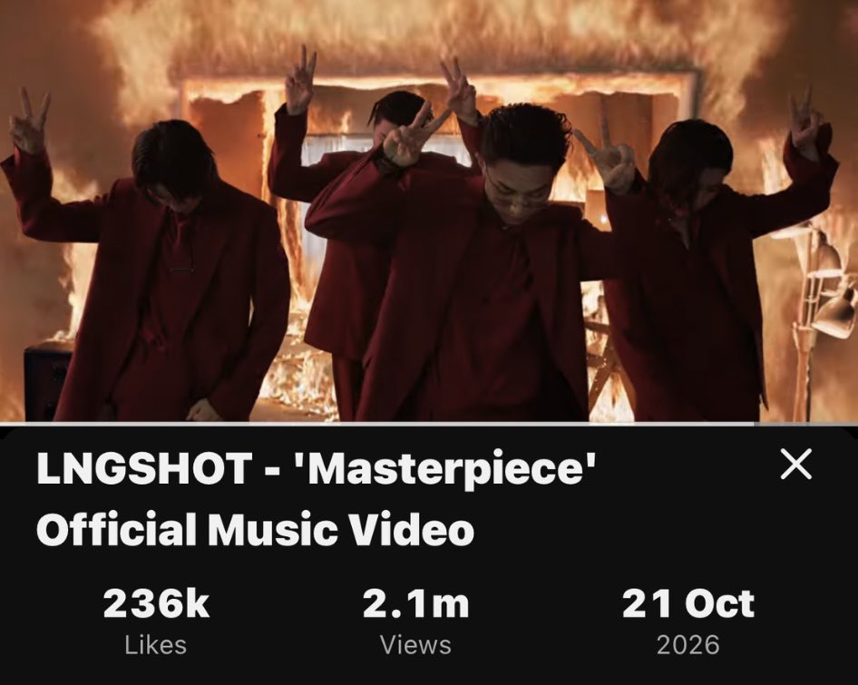 lngshotupdate_'s tweet photo. LNGSHOT "Masterpiece" MV garnered 2.1 MILLION views and 236K likes on YouTube in its first 24 hours.

#LNGSHOT #롱샷 https://t.co/qgHKtfSGnX