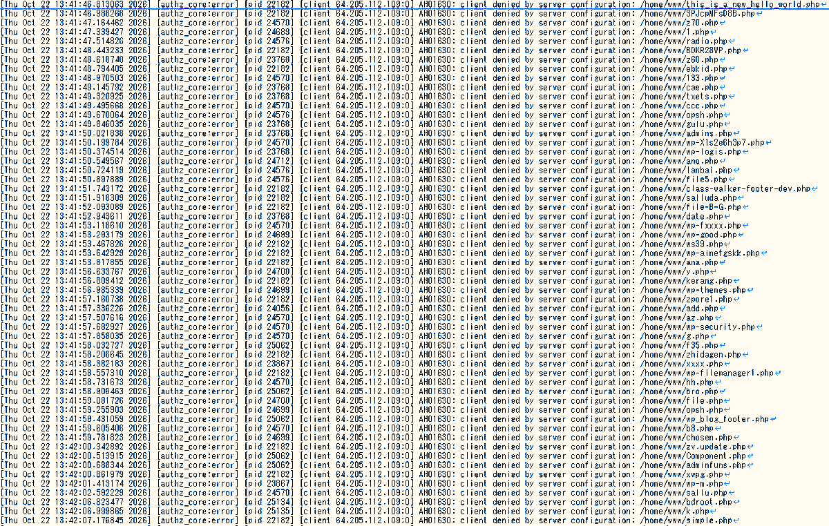 DesktopStation's tweet photo. 無事メンテナンスは終了しております。
しかし、php探索の攻撃が凄まじいですね。 https://t.co/UqeNWB1J76