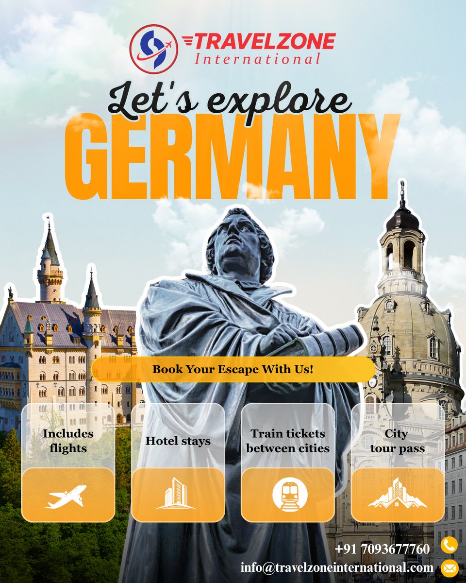 tamikajohnson8's tweet photo. Explore Germany’s castles, history, and high-speed trains. Discover Neuschwanstein, Dresden, and Munich with flights, hotels, intercity rail tickets, and city tour passes. TravelZone arranges it all. https://t.co/1c7LuLxmOe