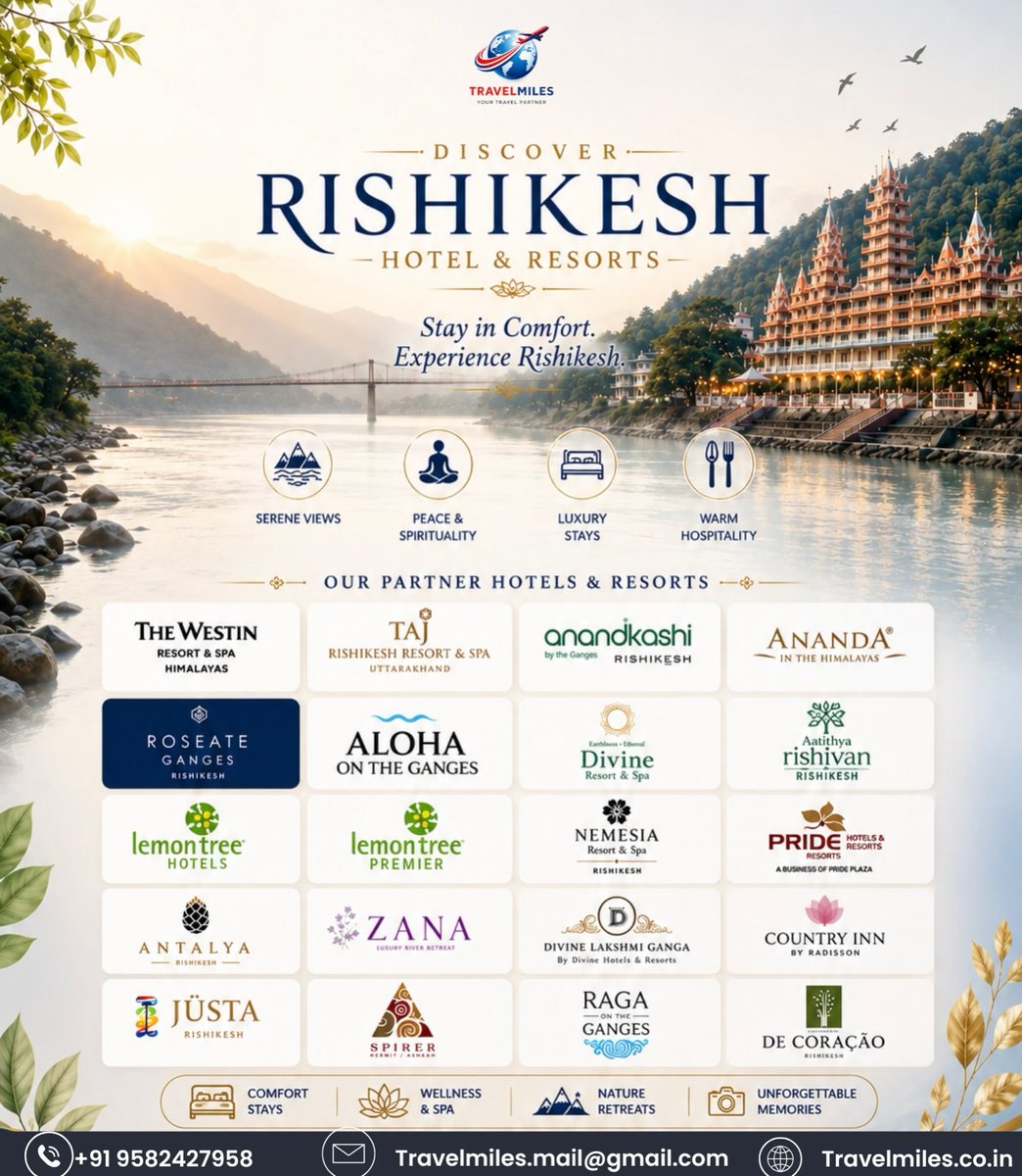 cHiTLenBiiq's tweet photo. Rishikesh Getaway

Discover top hotels and resorts in Rishikesh, from peaceful riverside stays to luxury retreats. Enjoy exclusive holiday offers. For enquiries, quotations and bookings: +91 95824 27958 https://t.co/QE9Al7RJhd