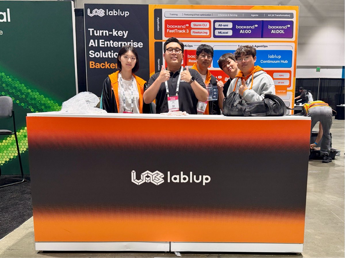 lablupinc's tweet photo. That's a wrap on #PyTorchCon North America 2026!

Thanks to everyone who visited Booth 12!

We've long benefited from the PyTorch ecosystem, and as a PyTorch Foundation Silver Member since September, we plan to support it more actively.

#Lablup #BackendDotAI https://t.co/cWFYTdc7N8