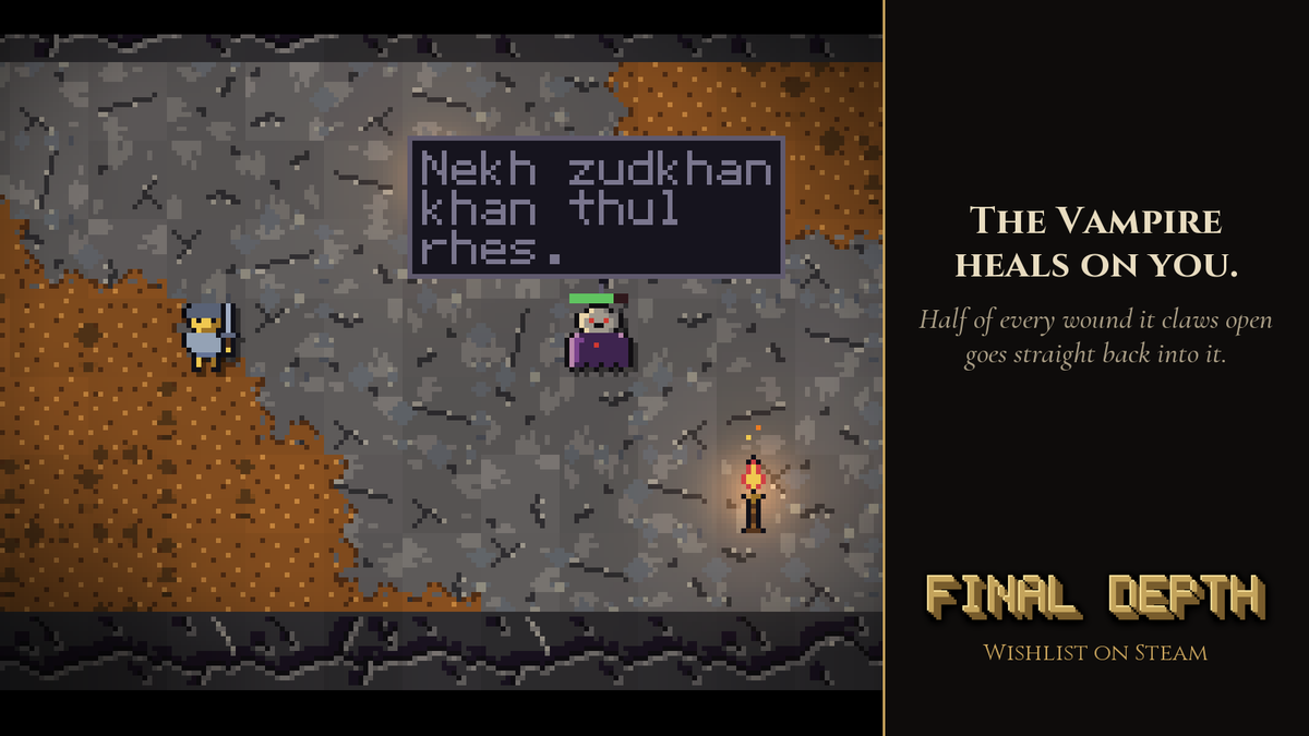 quickbigly's tweet photo. Vampires will not only heal on damage they deal to you, they can bite other monsters and make them vampiric as well 🧛 

Your best option is to dispatch them sooner rather than later 💪 

#gamedev #indiegame https://t.co/SYj2cnFibL